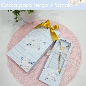 Caixa + Sacola Para Terço Eucaristia Azul