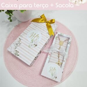 Caixa + Sacola Para Terço Eucaristia Rosa