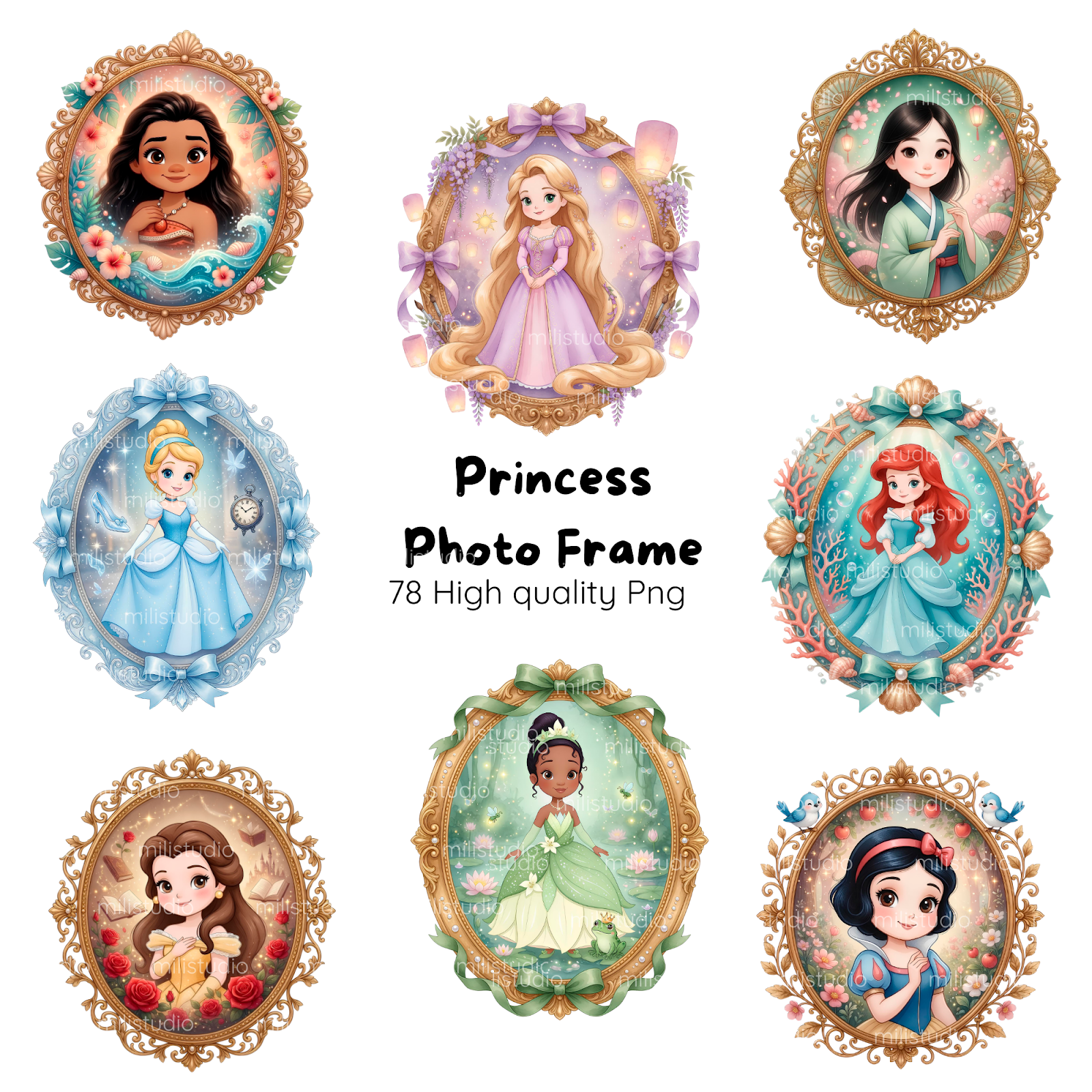 Kit Digital - Frame Princesas Disney