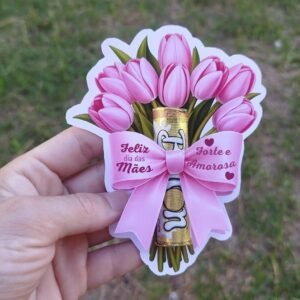 Tag tulipa rosa. Feliz Dia das Mães