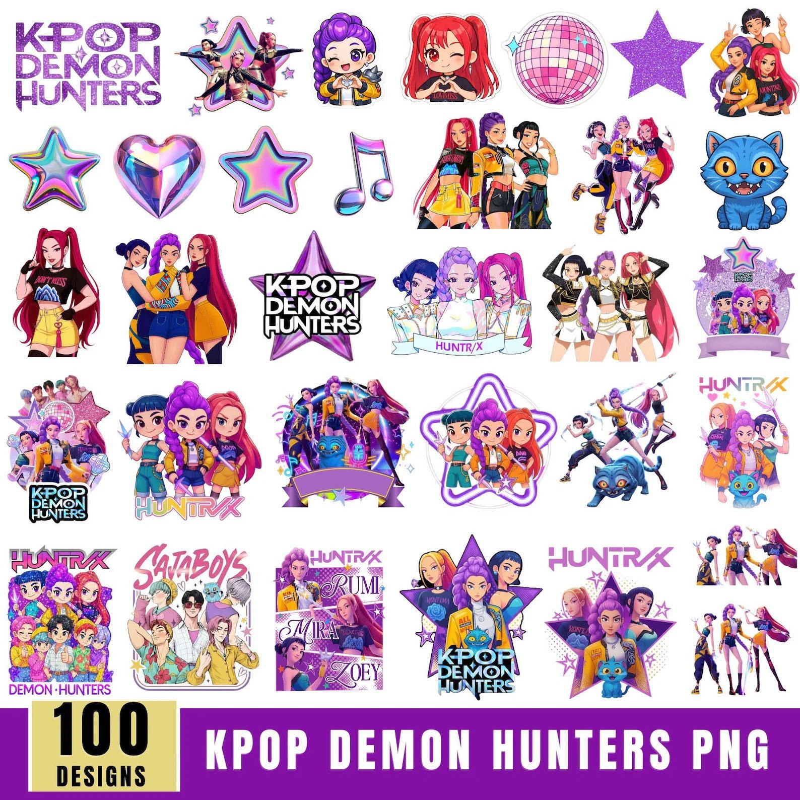 Mais de 100 imagens PNG e SVG de Huntrix, Caçadoras de Demônios do K-pop.
