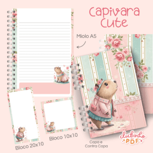 Encadernação - Caderno Capivara Cute