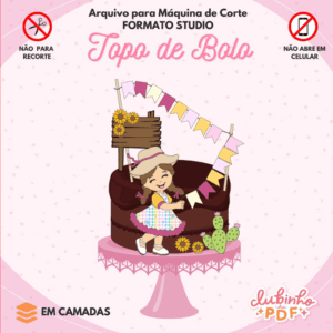 Topo De Bolo Junino - Menina Caipira de trança