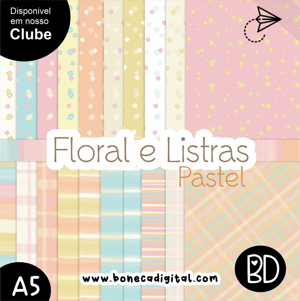 Floral E Listras Pastel