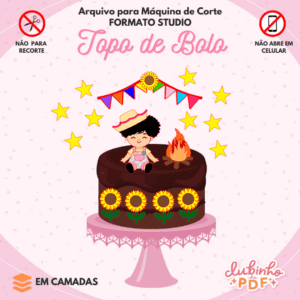 Topo De Bolo Junino - Menina e girassol