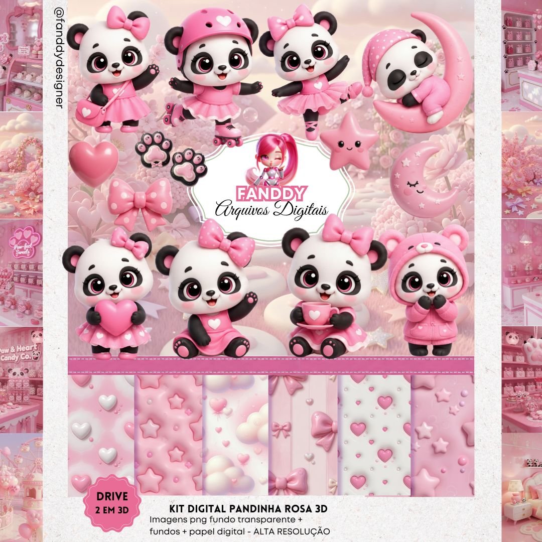 Kit Digital - Pandinha Rosa 3D