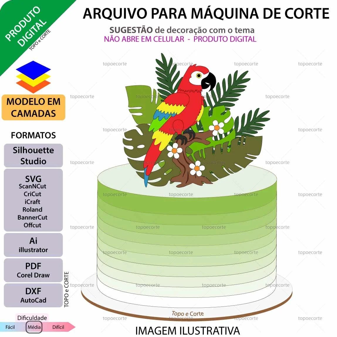 Topo De Bolo Arara Na Selva
