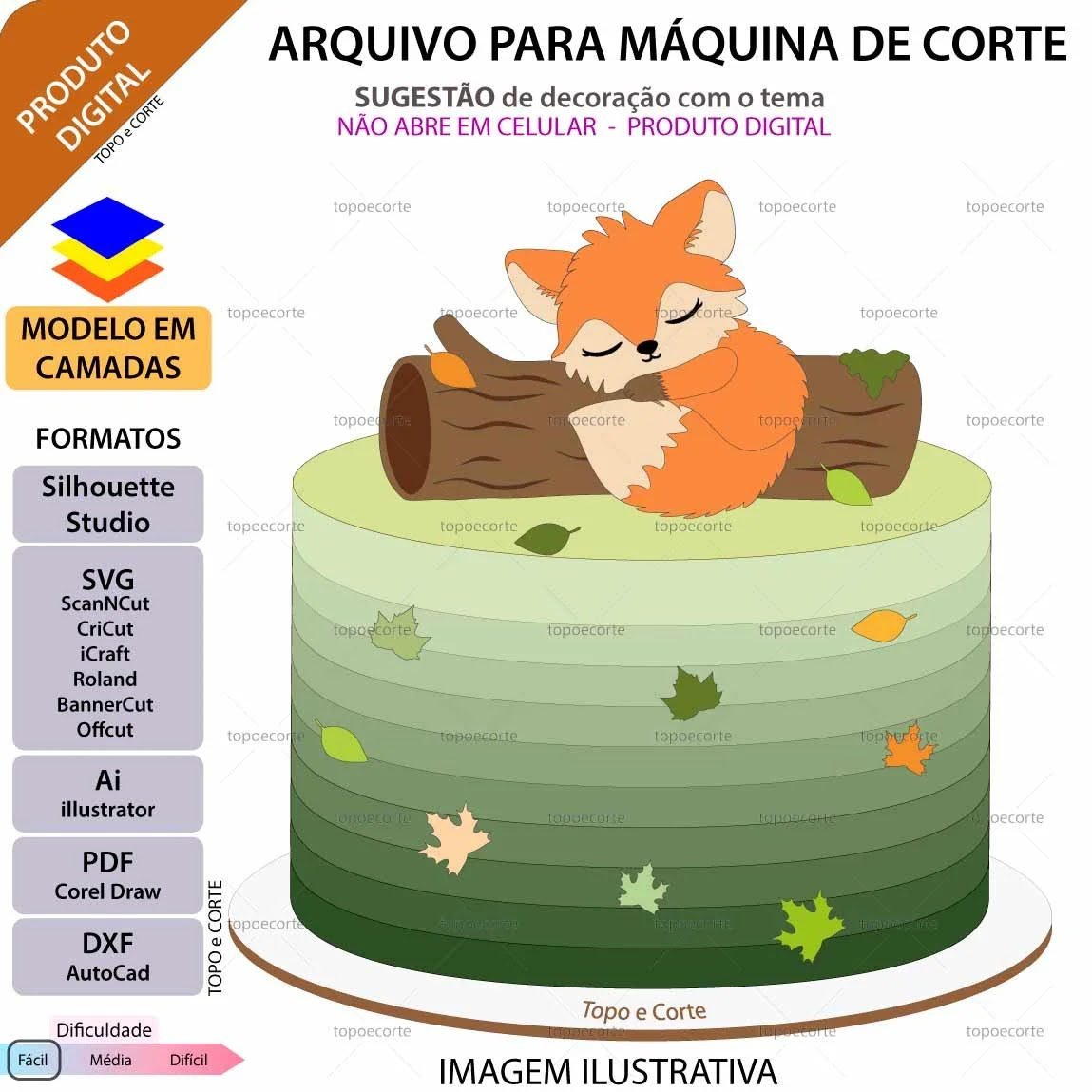 Topo De Bolo Raposinha No Tronco