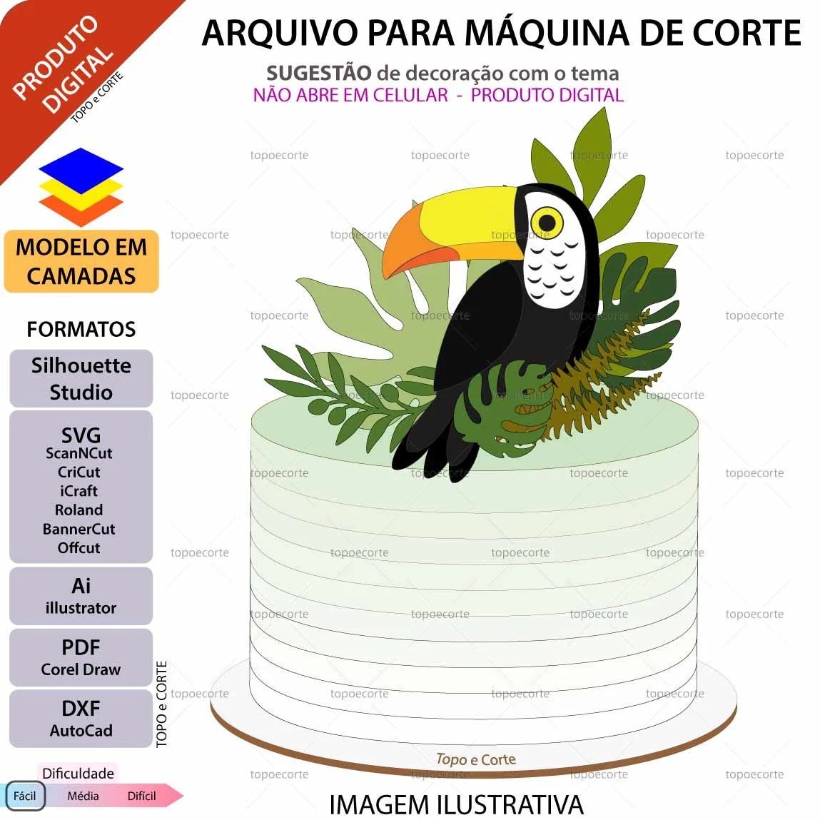 Topo De Bolo Tucano Entre Folhas