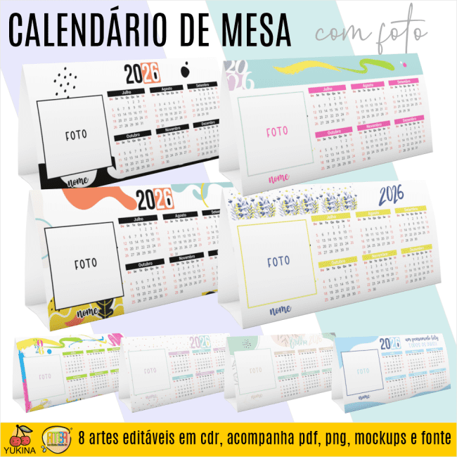Arte Calendário de mesa 2026