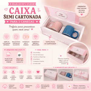 Caixa Semi Cartonada - 2 canecas com berço