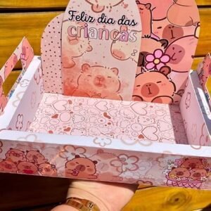 Arquivo de Corte - Caixa Cesta 3temas - Capivara/Stitch/Hello Kitty